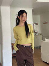 Wave textured crop t-shirts(3color)