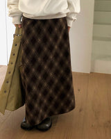 [ORIGINAL] Nouve Check Long Wool Skirt