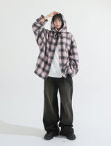 Big over hood check shirt