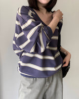 [ORIGINAL] Soy Stripe V-Neck Oversized Sweatshirt