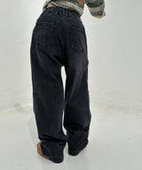 (UNISEX/ S-3XL) BALLOON DARK BLUE WIDE HAREM UNISEX PANTS