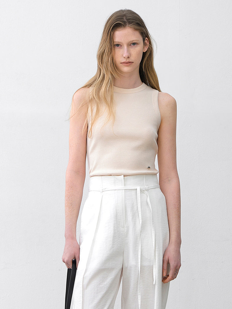 (T-7053)エッセンシャルバックスリットトップ