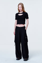 Cross cut top Black