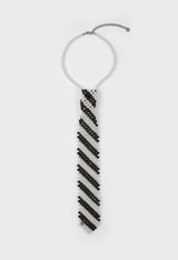 BEADED TIE NECKLACE (STRIPE)
