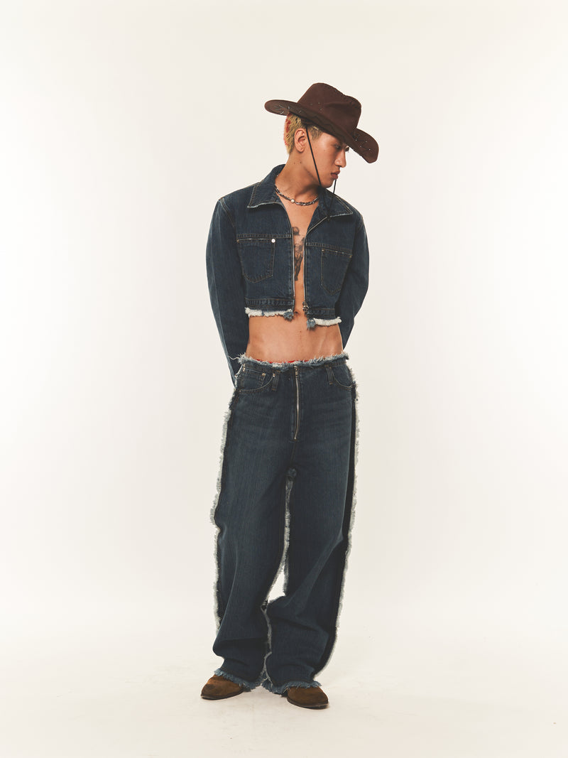CROP DENIM JACKET (FOR UNISEX)