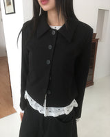 [MADE] Saeh Basic Peach Napping Slit Collar Short Jacket
