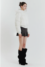 FOX FUR DOWN JACKET white