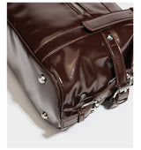 Leopard Print Studded Biker Tote Bag