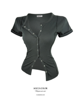 [MADE] Vivien snap button top (3color)