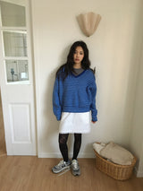 [MD Pick] カレンストライプⅤネックニット (3color)