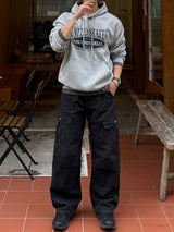 Twill curved wide cargo pants