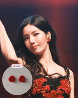 [Kwon Eunbi Earrings] プチローズカボションピアス - Red