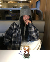 [ORIGINAL] Plain Hooded Check Shirt