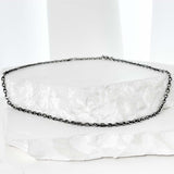 ss-elipse chian simple necklace_black silver