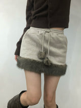 Soft Fur Brown Sweat Skirt