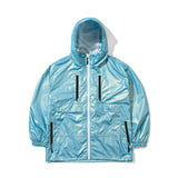 PATCH POCKET HOODED JACKET - MINT/PURPLE