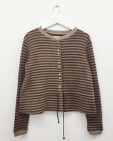 Fleece Stripe Frill Cardigan (4 Colors)