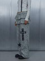 FRILL LEOPARD PRINT PANTS / GREY_P