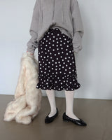 Dot Polka Dot Back Banding Midi Skirt