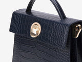 LAZEL MINI CROC shoulder leather bag / Wani Navy