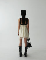 coloring flower embroidered mini dress