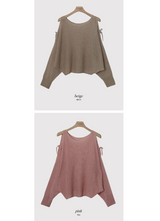 Shoulder Slit Ribbon Long Sleeve Knit (5color)
