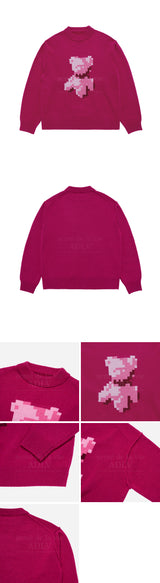 24FW PIXEL BEAR ARTWORK KNIT PINK
