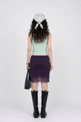 PLUM VEIL MIDI SKIRT