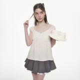 Angel Wrap Blouse - CREAM ROSE