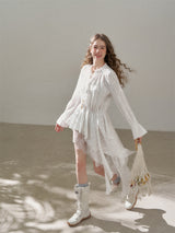 Cotton Embroidered Lace Flower Beads Romantic Dress