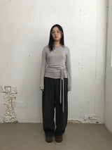オッドウールタッチピンタックスラックス (2color)
