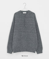 [unisex] Hindley Boucle Henley Neck Over Knit