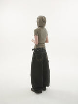 Ducks embroidery carpenter denim pants -1C