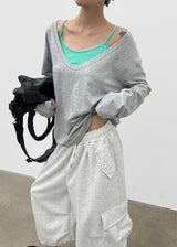 [MADE] Geneva Deep V-Neck Oversized Long Sleeve Tee