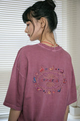 キャットステッチピグメント半袖Tシャツ