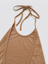 Halter-Tie Suede Apron_Black