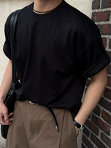 ソフトシグロールアップショートスリーブTシャツ