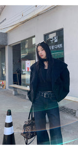 Trend Belt Wide Bootcut Denim Pants