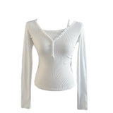 Dear Peach Touch Golji Strap Long Sleeve Top (3 colors)
