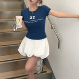 [MADE/7color] タイニーリブレタリング半袖Tシャツ