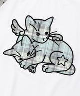 Wエンジェルキャッツラグラン半袖Tシャツ ホワイト(CV2FMFT546A)