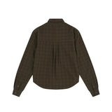 Textured Crop Check Shirt - Brown