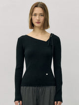 CUT OUT RIBBON KNIT BLACK