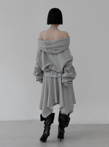 Enri cowl neck hood off-shoulder sweatshirt