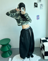 クロップミリタリーフーディ💚🖤