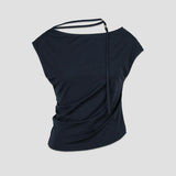 (T-7037)NECK STRING OFF SHOULDER TOP