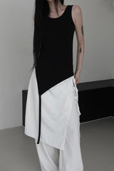 unbalanced layered tail sleeveless (4color)