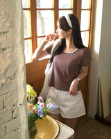 [MADE] Tan-yi, lace flower short-sleeved T-shirt