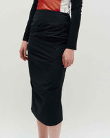 Draped Long Skirt _ BLACK