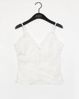 Honing vintage rose lace button sleeveless blouse